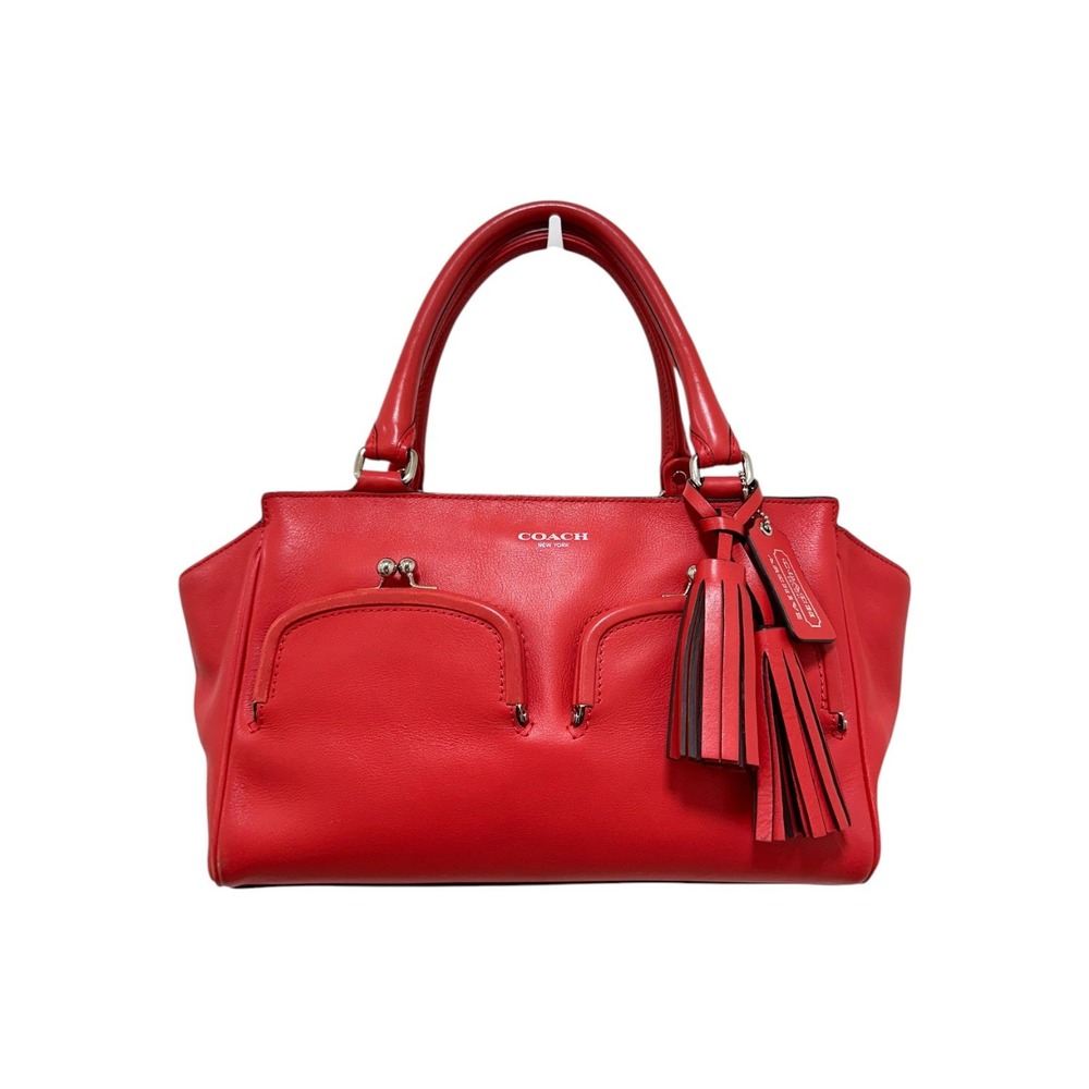 Coach Legacy Archive Double Kisslock Satchel Leather Red Tassel 21197